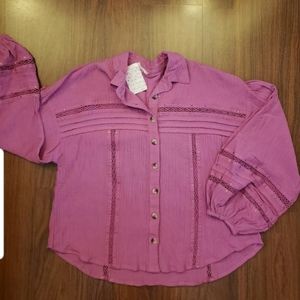 Free people New buttom down Shirt long sleeve size